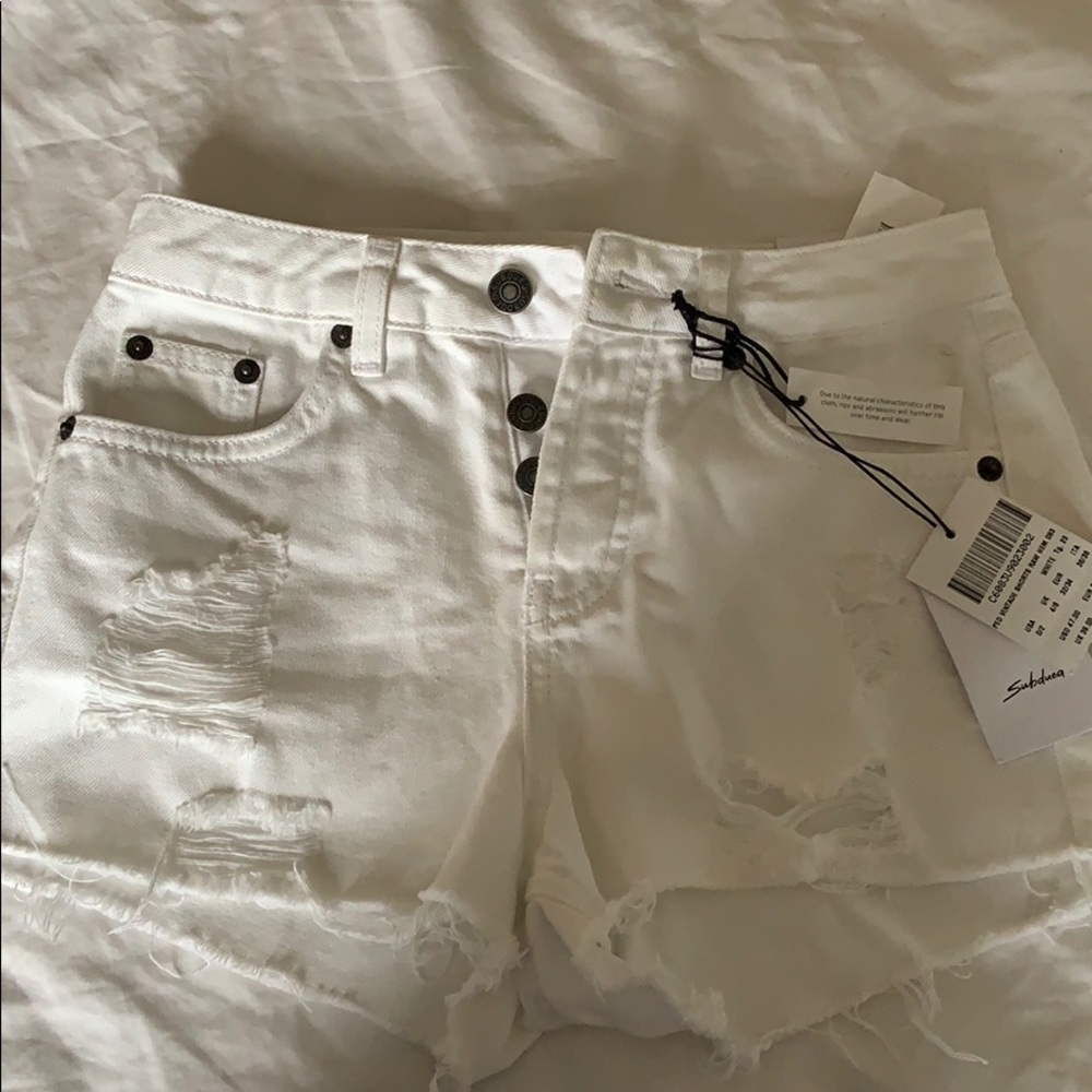 SUBDUED vintage crop white shorts NWT